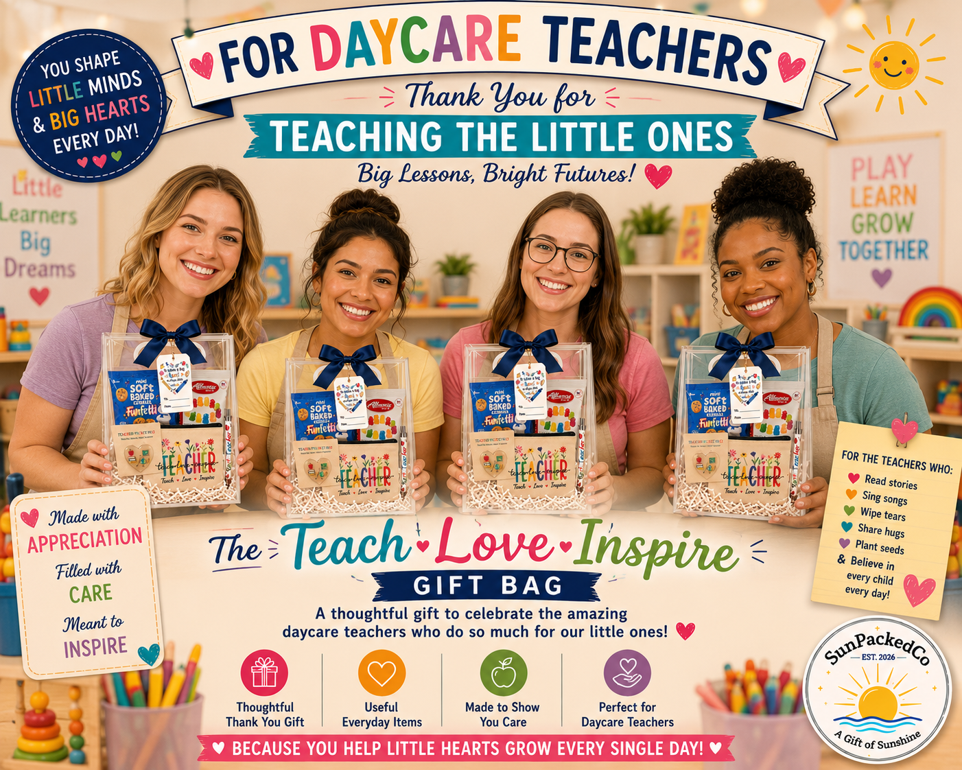 Back to School Teacher Gift Bag, Teacher Appreciation Gift, Daycare Teacher, New Teacher, Student Teacher, Teacher Aide Gift, Educator Gift