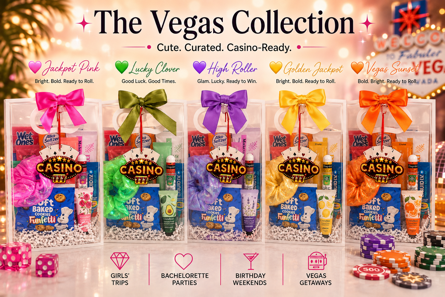 Vegas Bachelorette Survival Kit | Hangover Recovery Goodie Bags (Casino Theme)