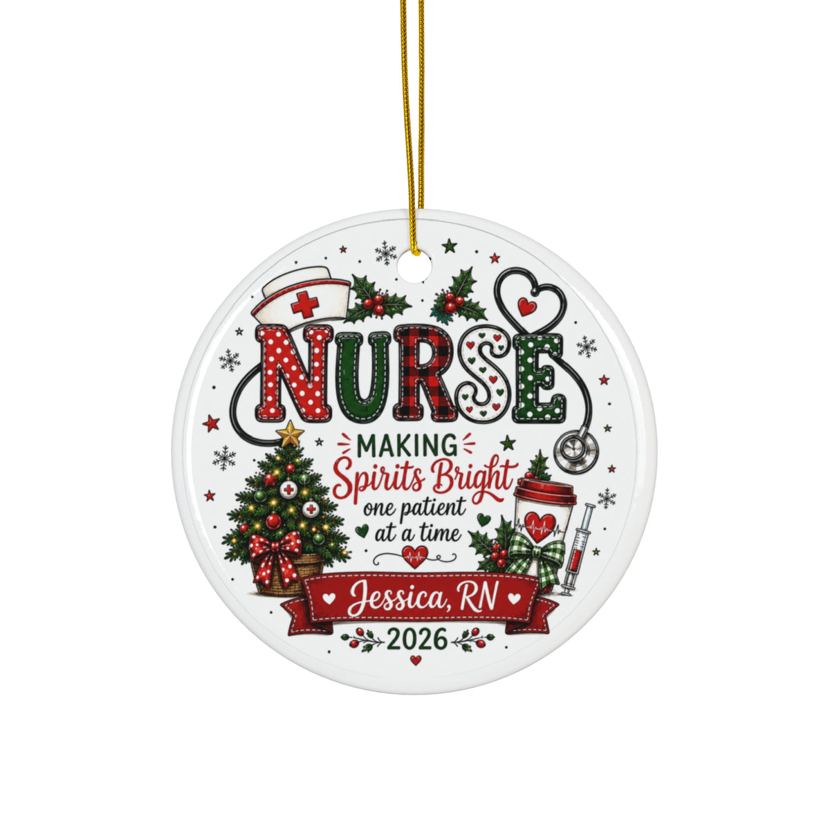 Personalized Nurse Christmas Ornament | RN Gift | Nurse Christmas Gift