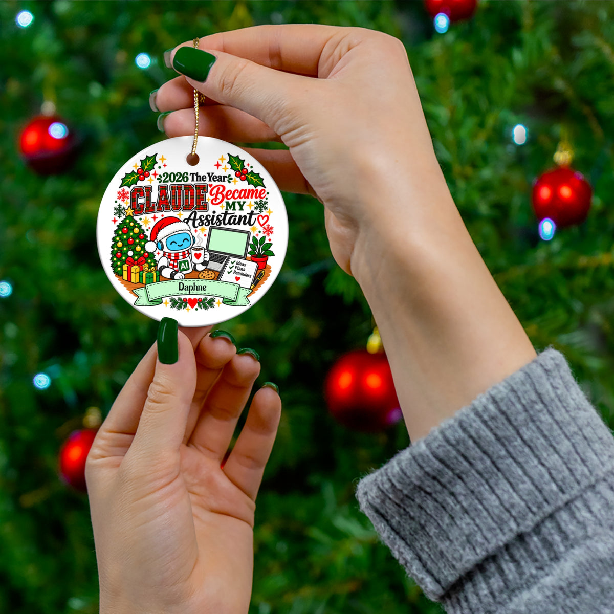 AI Assistant Christmas Ornament, 2026 Claude Became My Assistant
