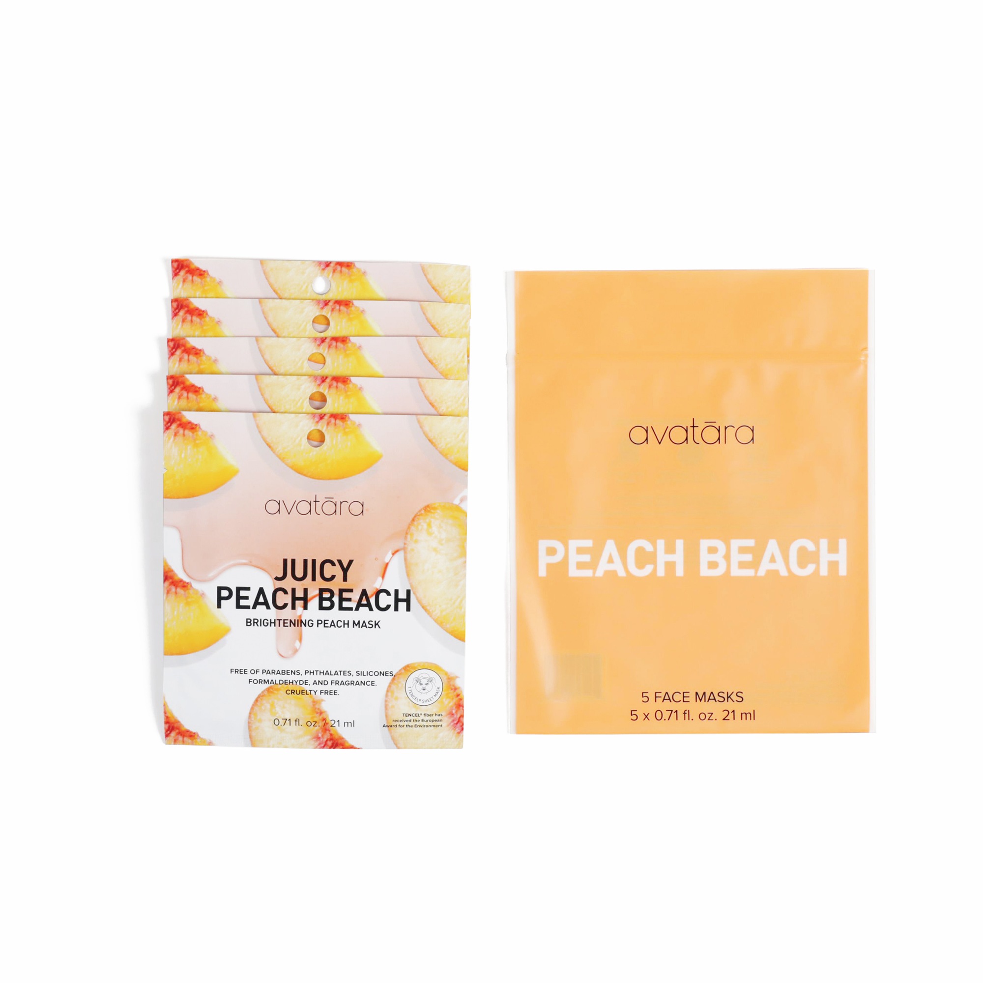 Juicy Peach Beach Brightening Peach Sheet Mask - 5 Pack
