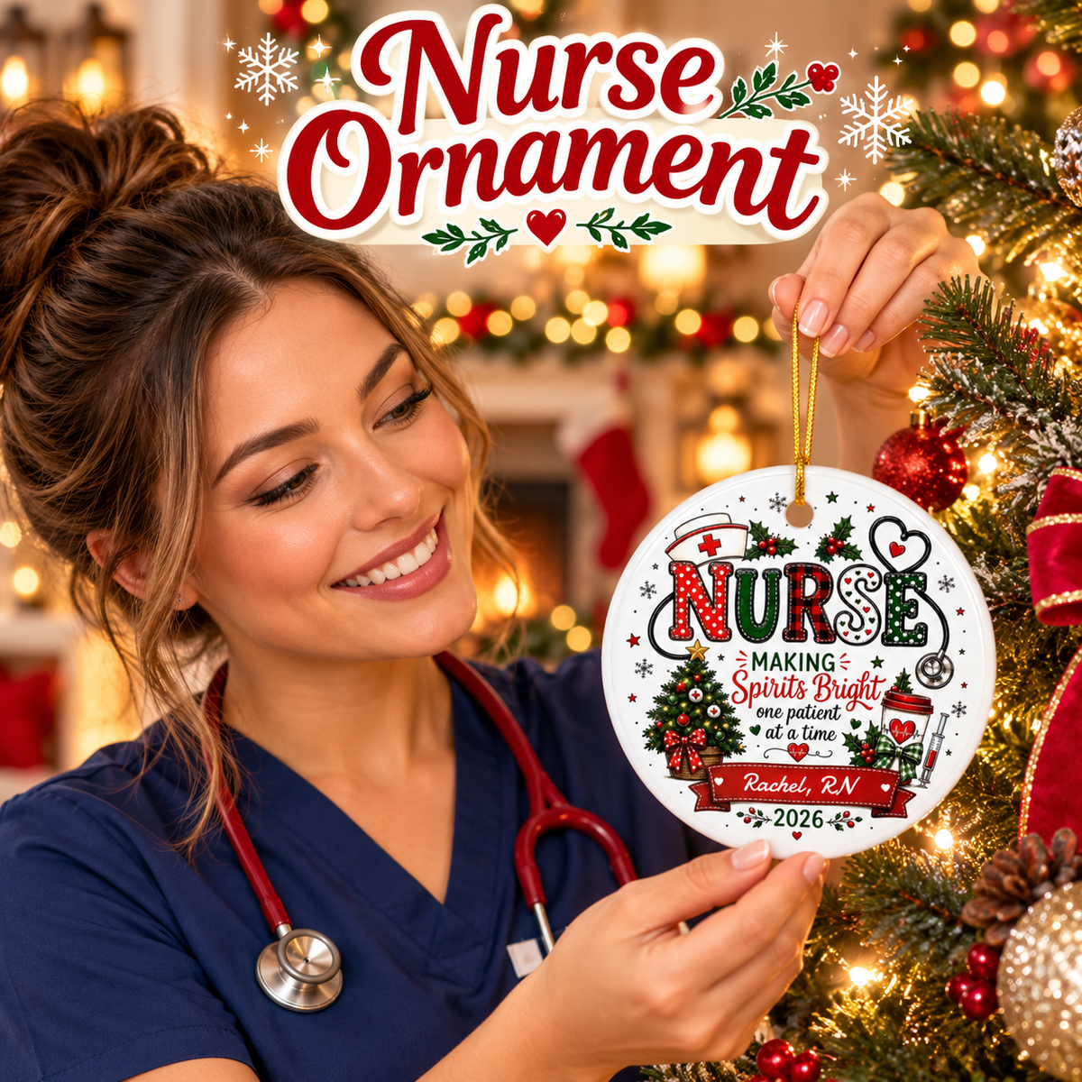 Personalized Nurse Christmas Ornament | RN Gift | Nurse Christmas Gift
