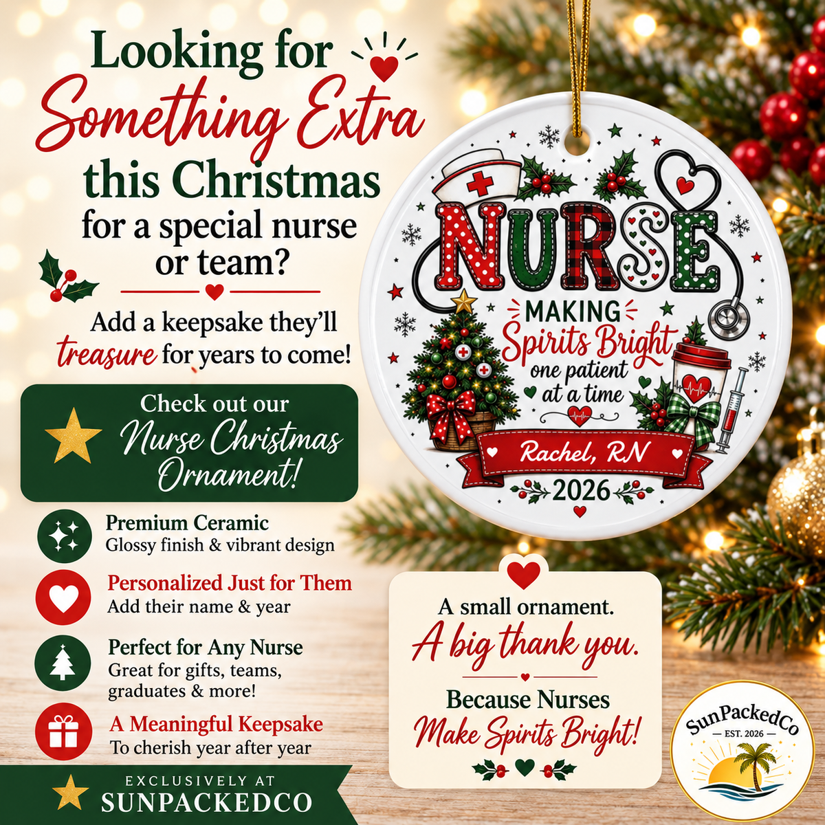 Personalized Nurse Christmas Ornament | RN Gift | Nurse Christmas Gift
