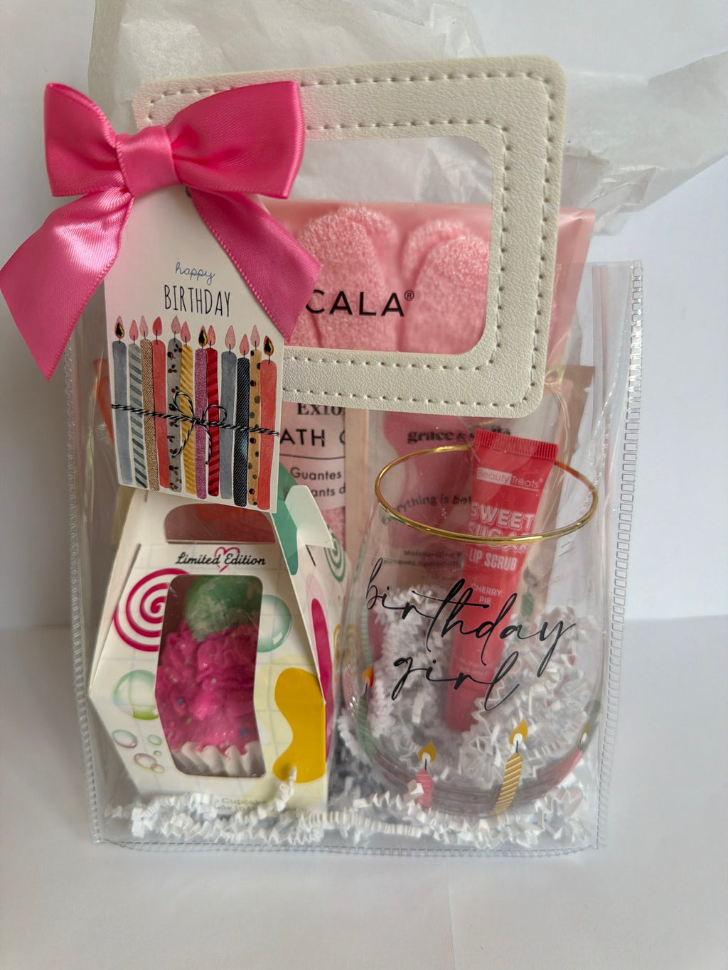 Celebrate Her Birthday Gift Bag – Birthday Girl Wine Glass & Pampering Gift Set for Her