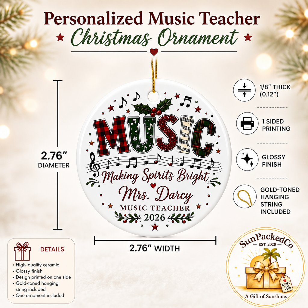 Personalized Music Teacher Christmas Ornament | Music Teacher Gift