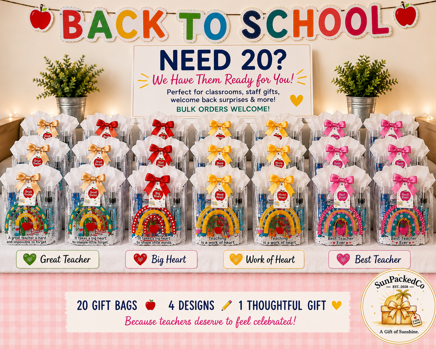 Teacher Mini Gift Bags, Bulk Teacher Gifts, Back to School Gifts, Staff Appreciation, Classroom Welcome, Meet the Teacher First Year Teacher