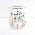 Birthday Girl Stemless Wine Glass, 20oz Gold Rim