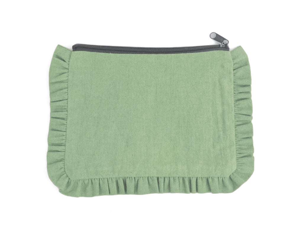 Canvas Ruffle Pouches | Canvas Travel Pouches | Zipper Pouch