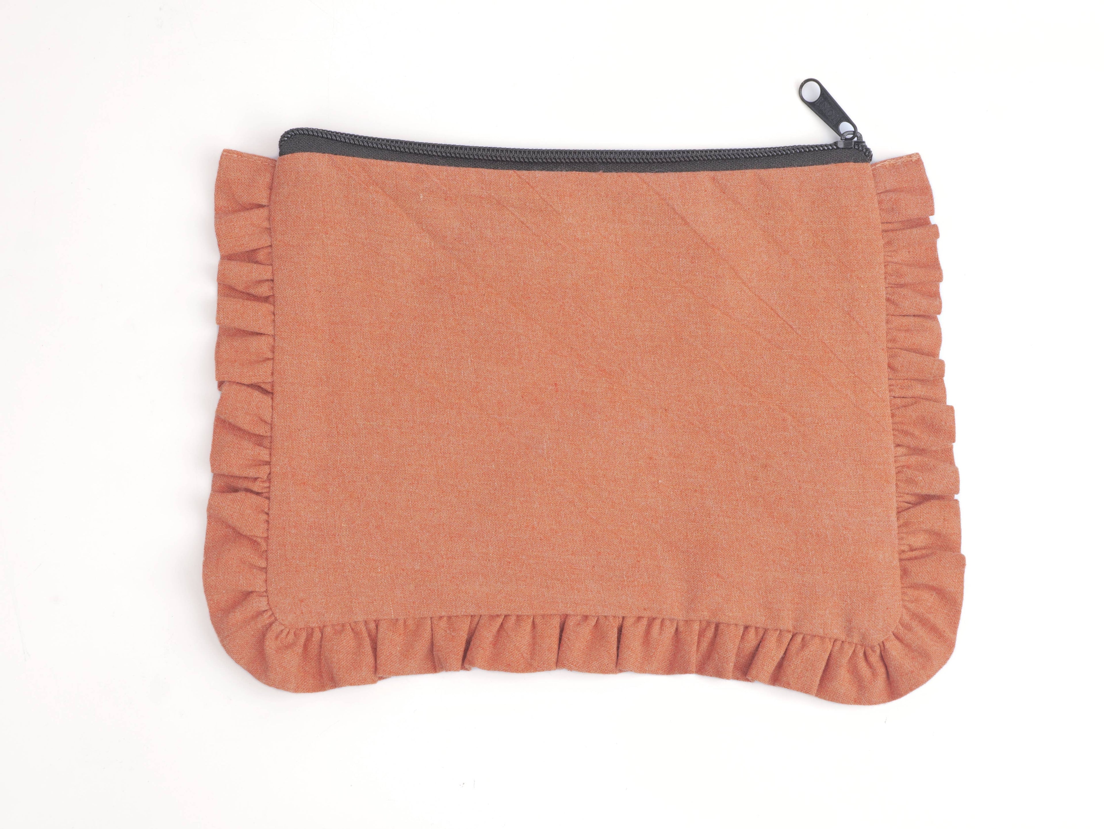 Canvas Ruffle Pouches | Canvas Travel Pouches | Zipper Pouch