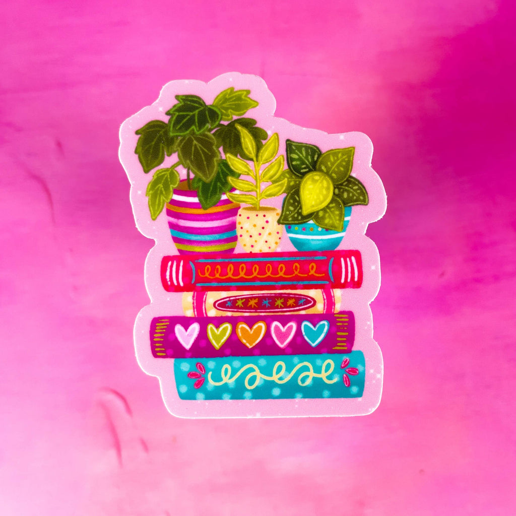 Plant Book Stack Vinyl Sticker