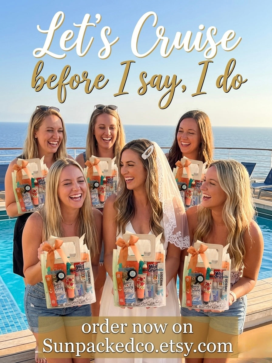 Cruise Gift Bag | 15 Vacation Survival Kit, Bachelorette Party Favor