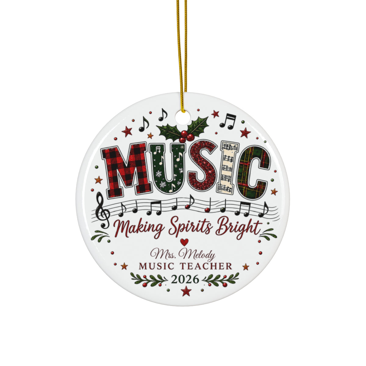 Personalized Music Teacher Christmas Ornament | Music Teacher Gift