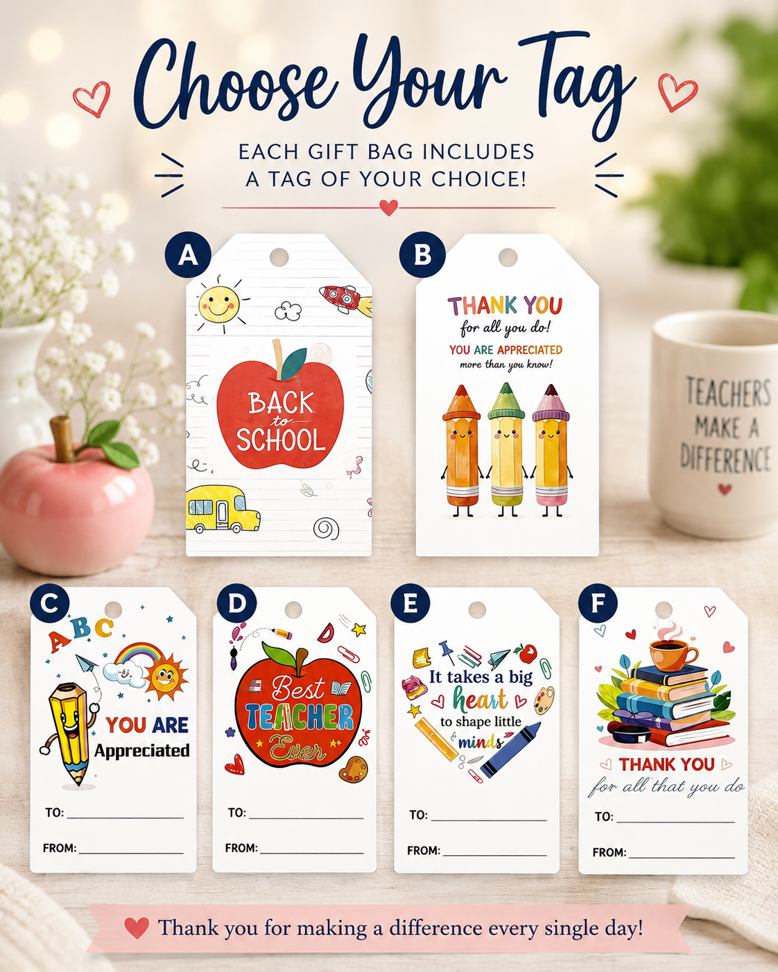 Teacher Mini Gift Bags, Bulk Teacher Gifts, Back to School Gifts, Staff Appreciation, Classroom Welcome, Meet the Teacher First Year Teacher