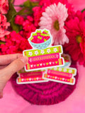 Strawberry Book Stack Vinyl Sticker