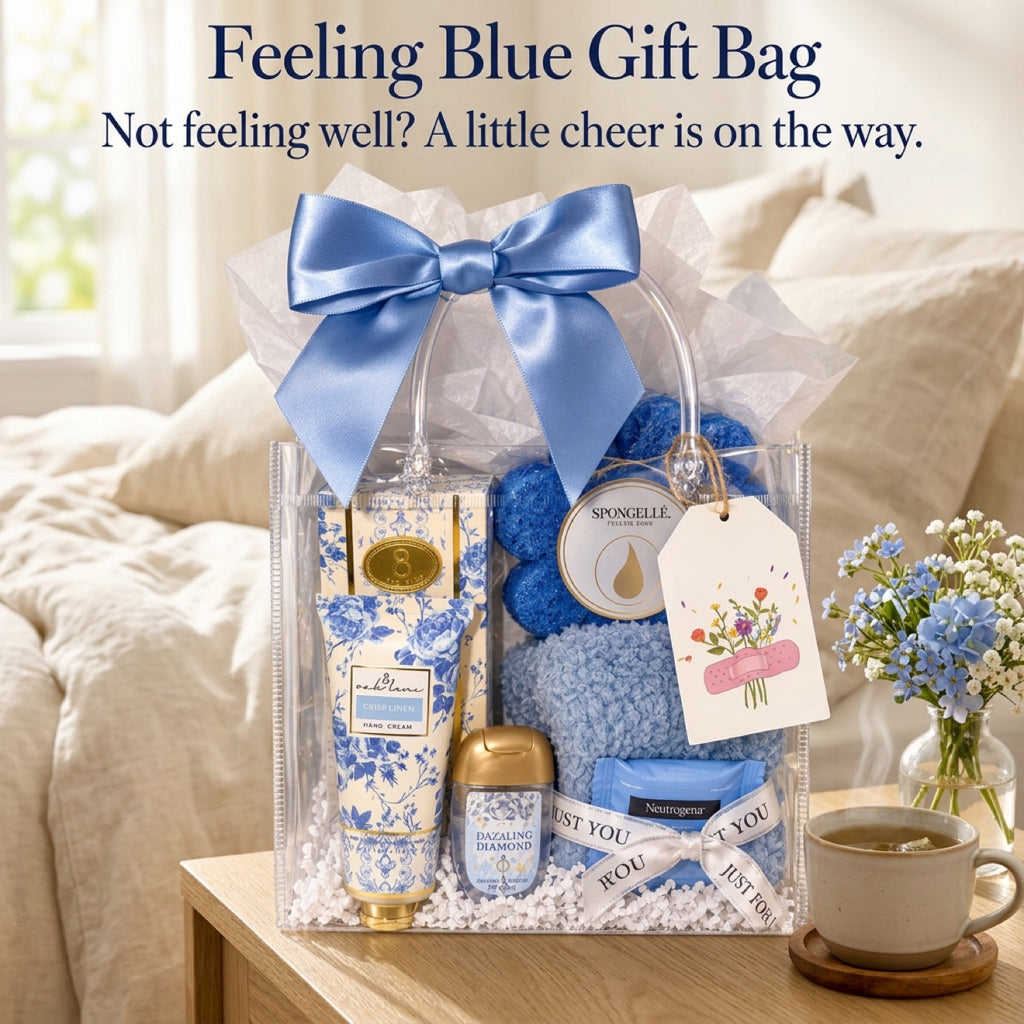 Feeling Blue | Get Well Soon Spa Gift Bag for Women — Blue Cheer-Up Gift, Ready to Give