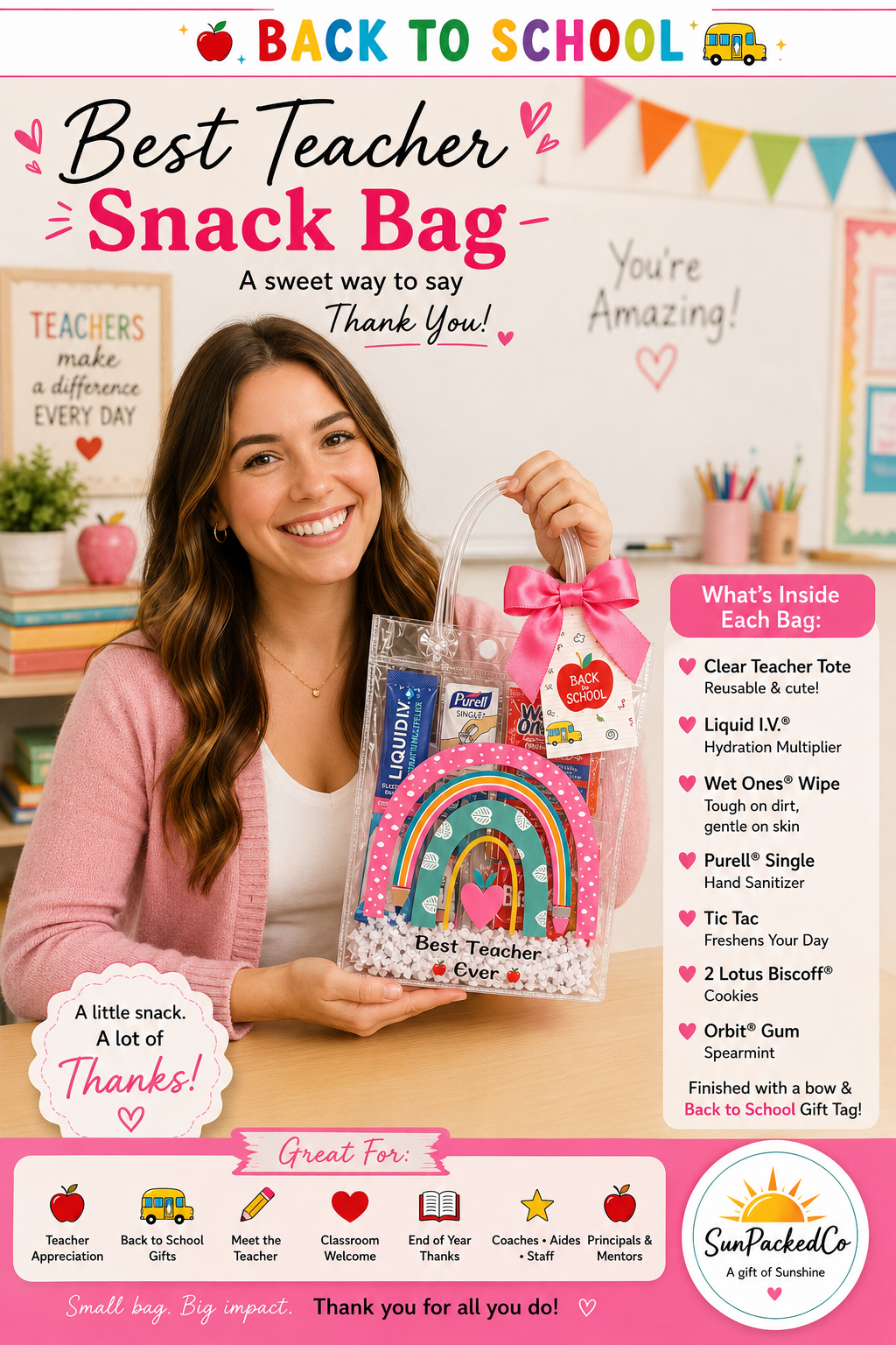 Teacher Mini Gift Bags, Bulk Teacher Gifts, Back to School Gifts, Staff Appreciation, Classroom Welcome, Meet the Teacher First Year Teacher