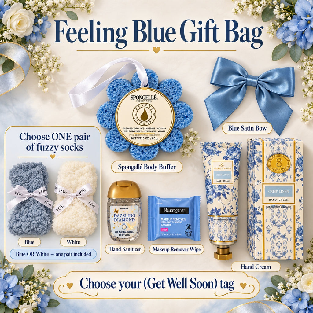 Feeling Blue | Get Well Soon Spa Gift Bag for Women — Blue Cheer-Up Gift, Ready to Give