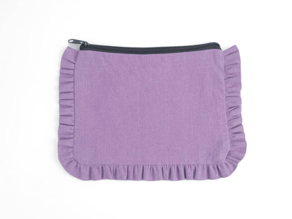 Canvas Ruffle Pouches | Canvas Travel Pouches | Zipper Pouch
