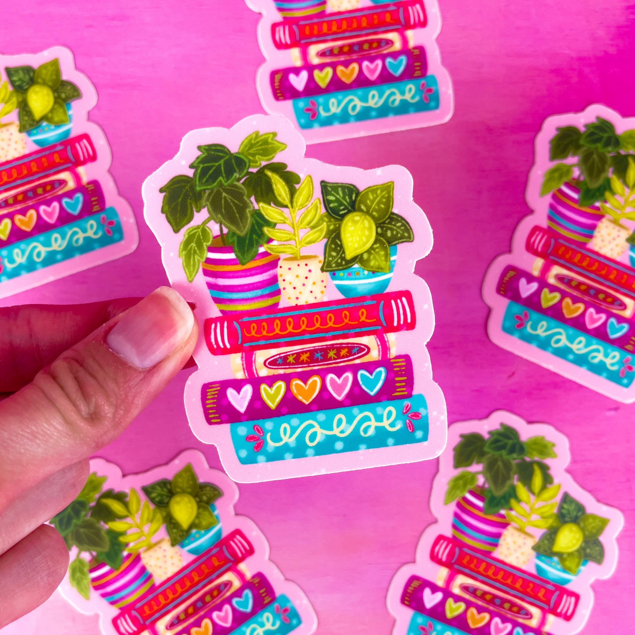 Plant Book Stack Vinyl Sticker