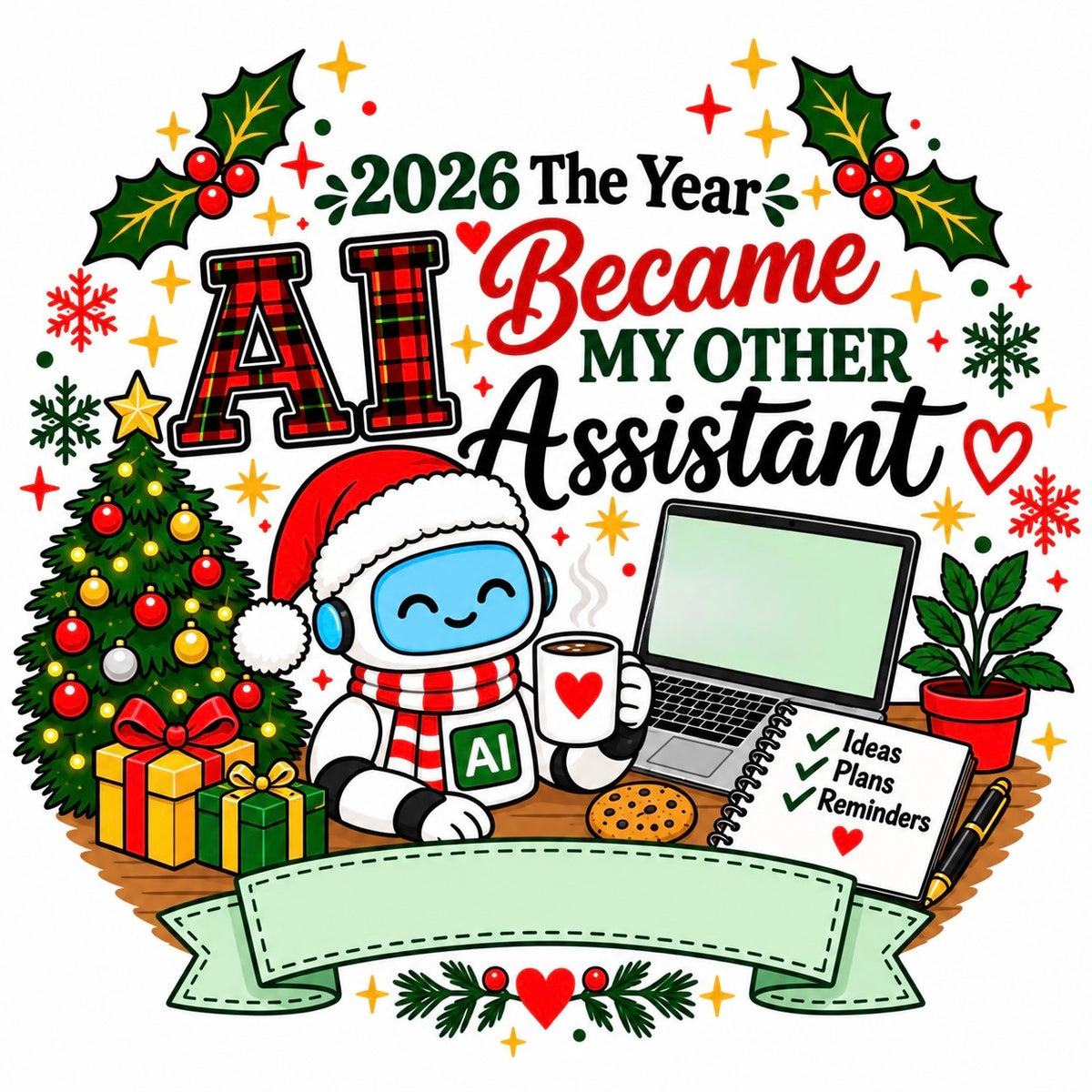 2026 AI Assistant Christmas Ornament | Personalized AI Lover Gift | Funny ChatGPT Inspired Ornament
