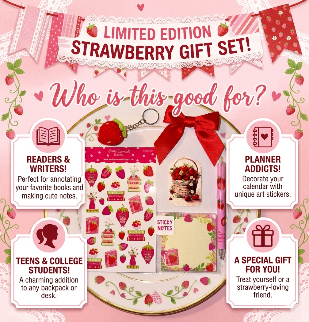 Strawberry Dreams Stationery Gift Set | Featuring Emily Cromwell Design Collection