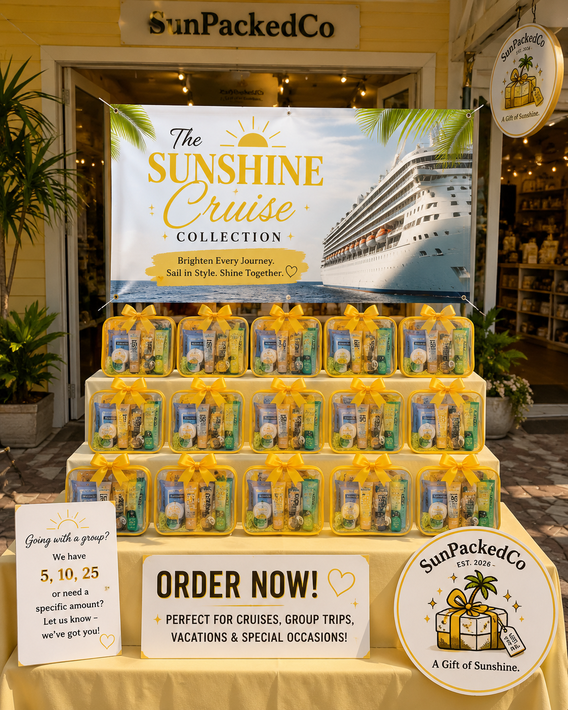 Yellow Cruise Gift Bag, Sunshine Cruise Collection, Cruise Essentials, Bon Voyage Gift, Vacation Gift, Travel Gift, Vacation Brand