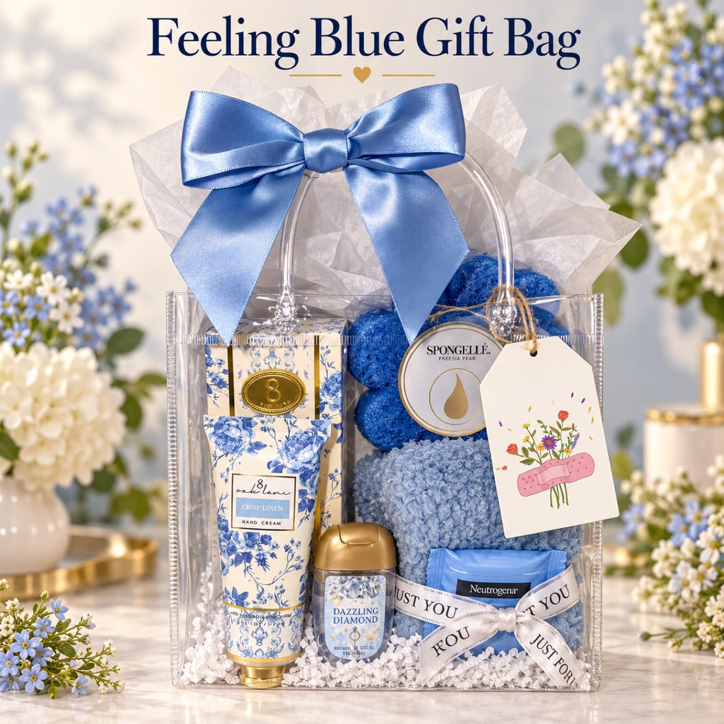 Feeling Blue | Get Well Soon Spa Gift Bag for Women — Blue Cheer-Up Gift, Ready to Give