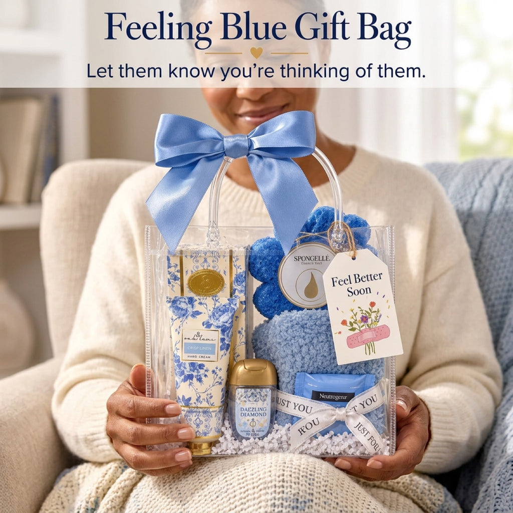 Feeling Blue | Get Well Soon Spa Gift Bag for Women — Blue Cheer-Up Gift, Ready to Give