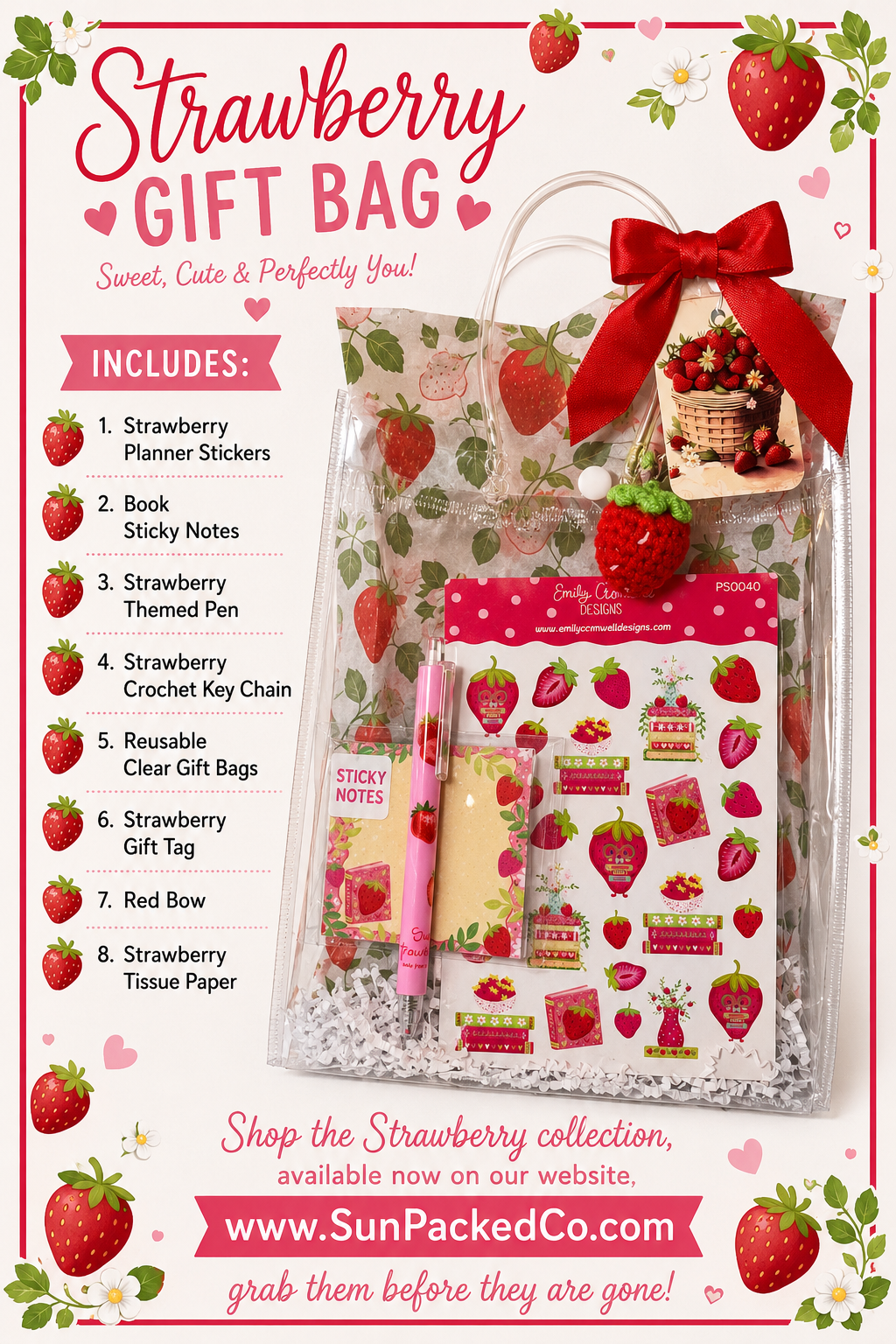 Strawberry Dreams Stationery Gift Set | Featuring Emily Cromwell Design Collection