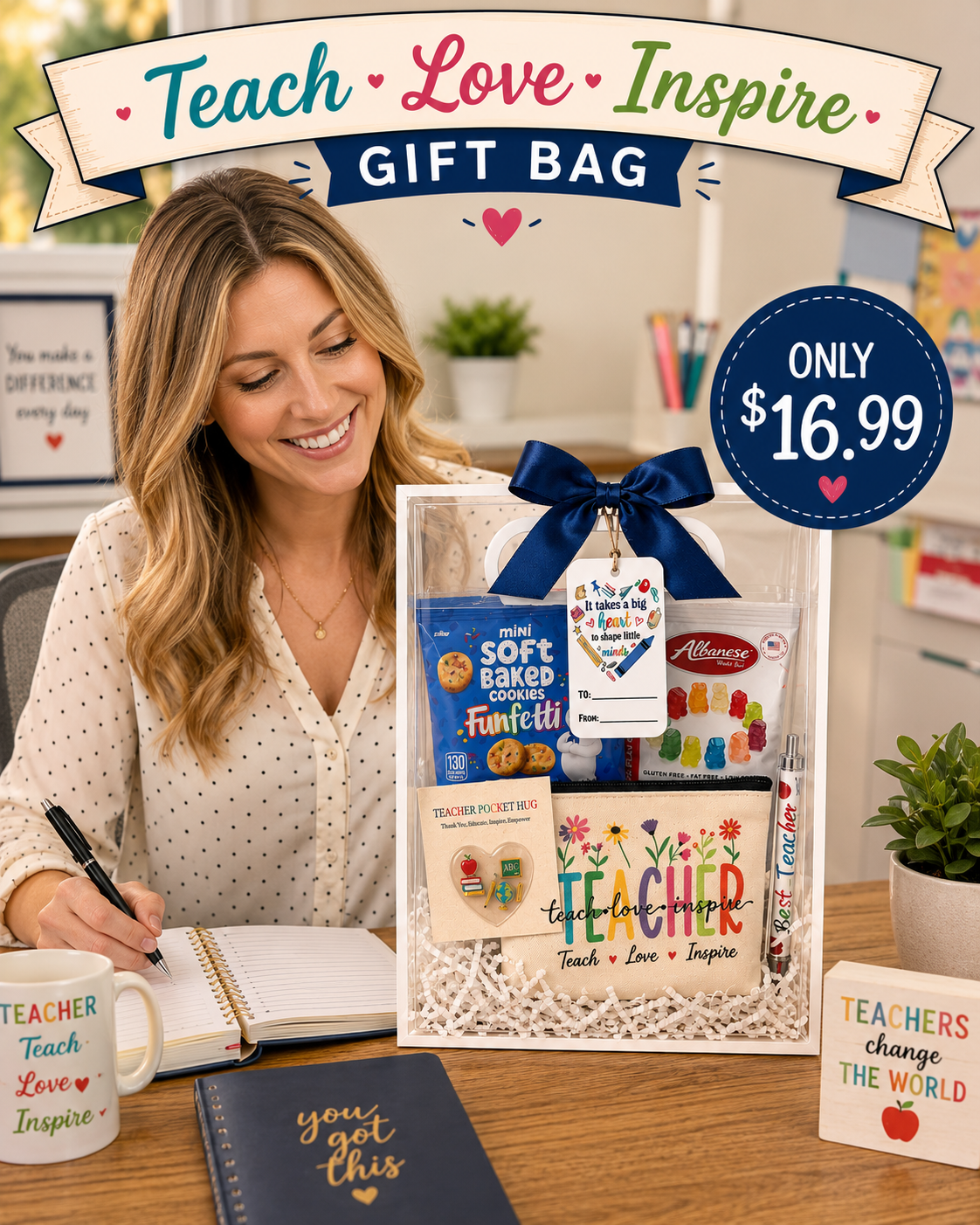 Back to School Teacher Gift Bag, Teacher Appreciation Gift, Daycare Teacher, New Teacher, Student Teacher, Teacher Aide Gift, Educator Gift