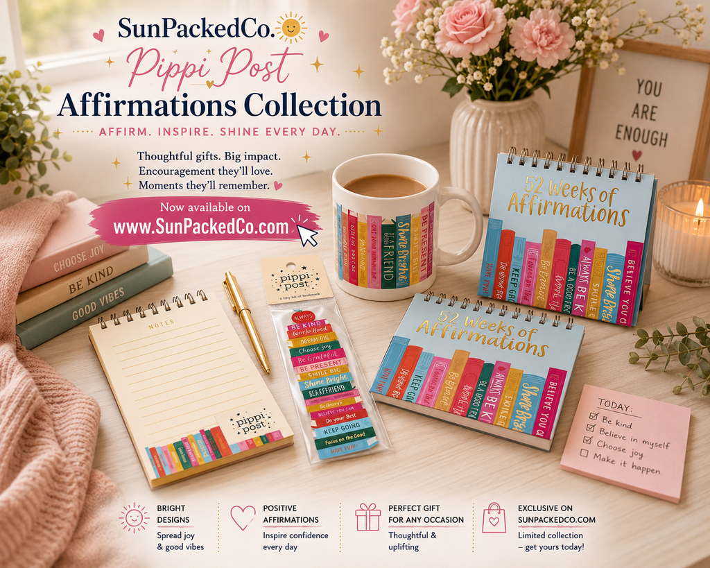 Pippi Post Affirmations Gift Set | Positive Affirmation Cards Gift Bag | Self Care Encouragement Gift for Women, Friends, Teens