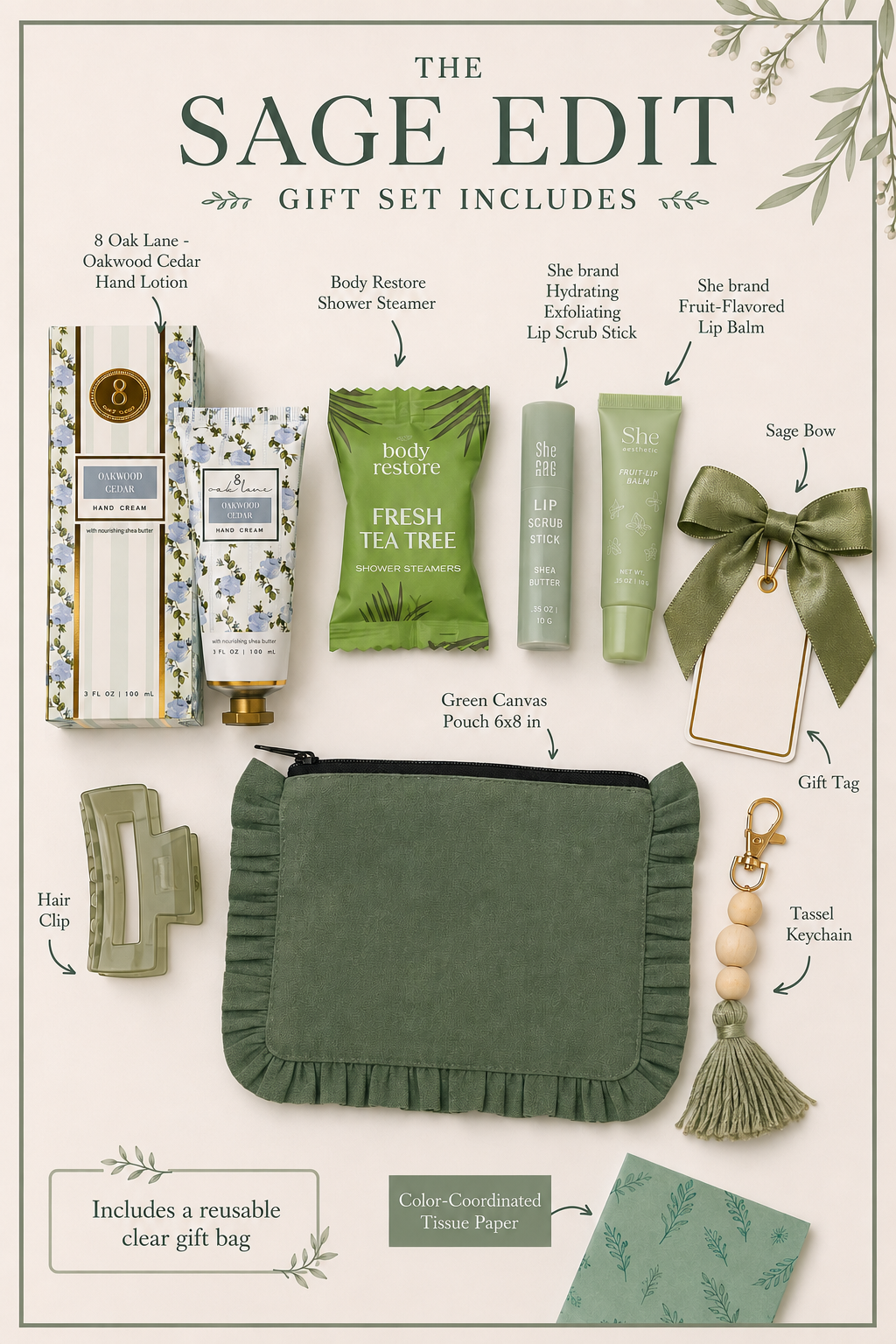 The Ruffle Edit Collection | Curated Gift Set | Canvas Ruffle Pouch | Self-Care Beauty Bundle