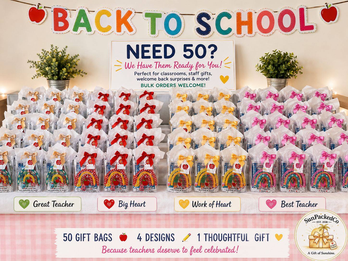 Teacher Mini Gift Bags, Bulk Teacher Gifts, Back to School Gifts, Staff Appreciation, Classroom Welcome, Meet the Teacher First Year Teacher