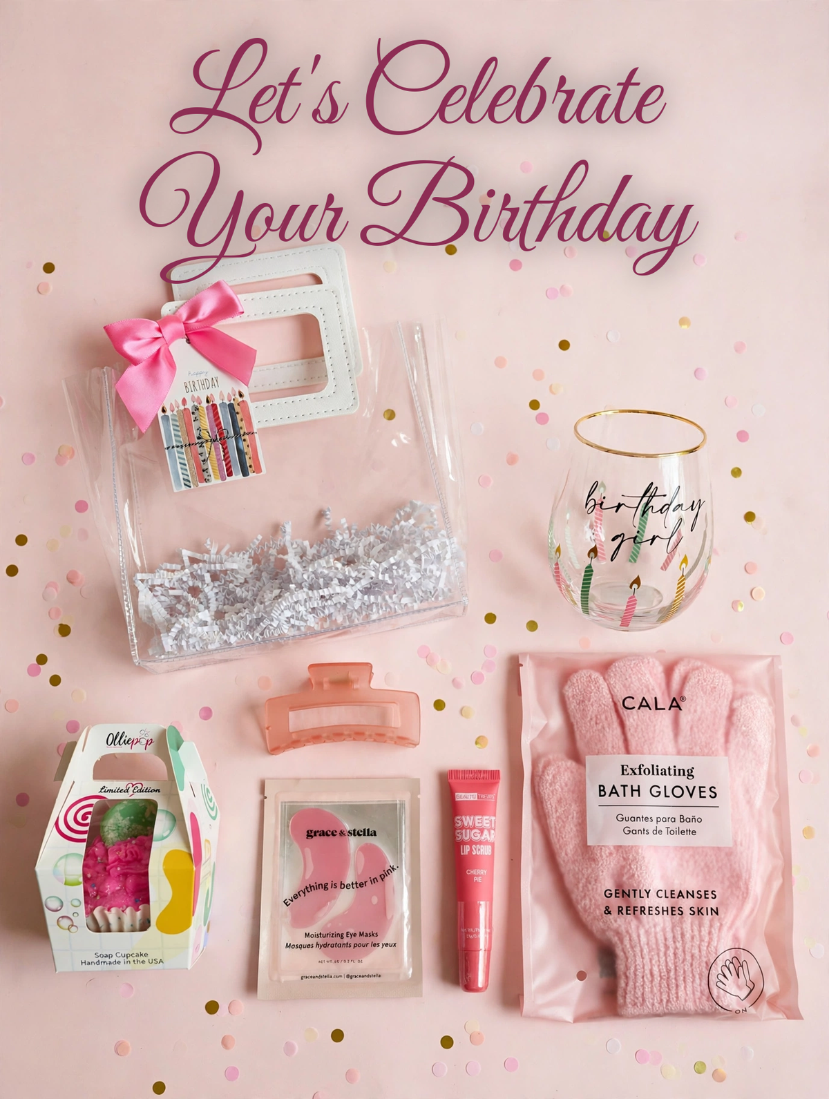Celebrate Her Birthday Gift Bag – Birthday Girl Wine Glass & Pampering Gift Set for Her