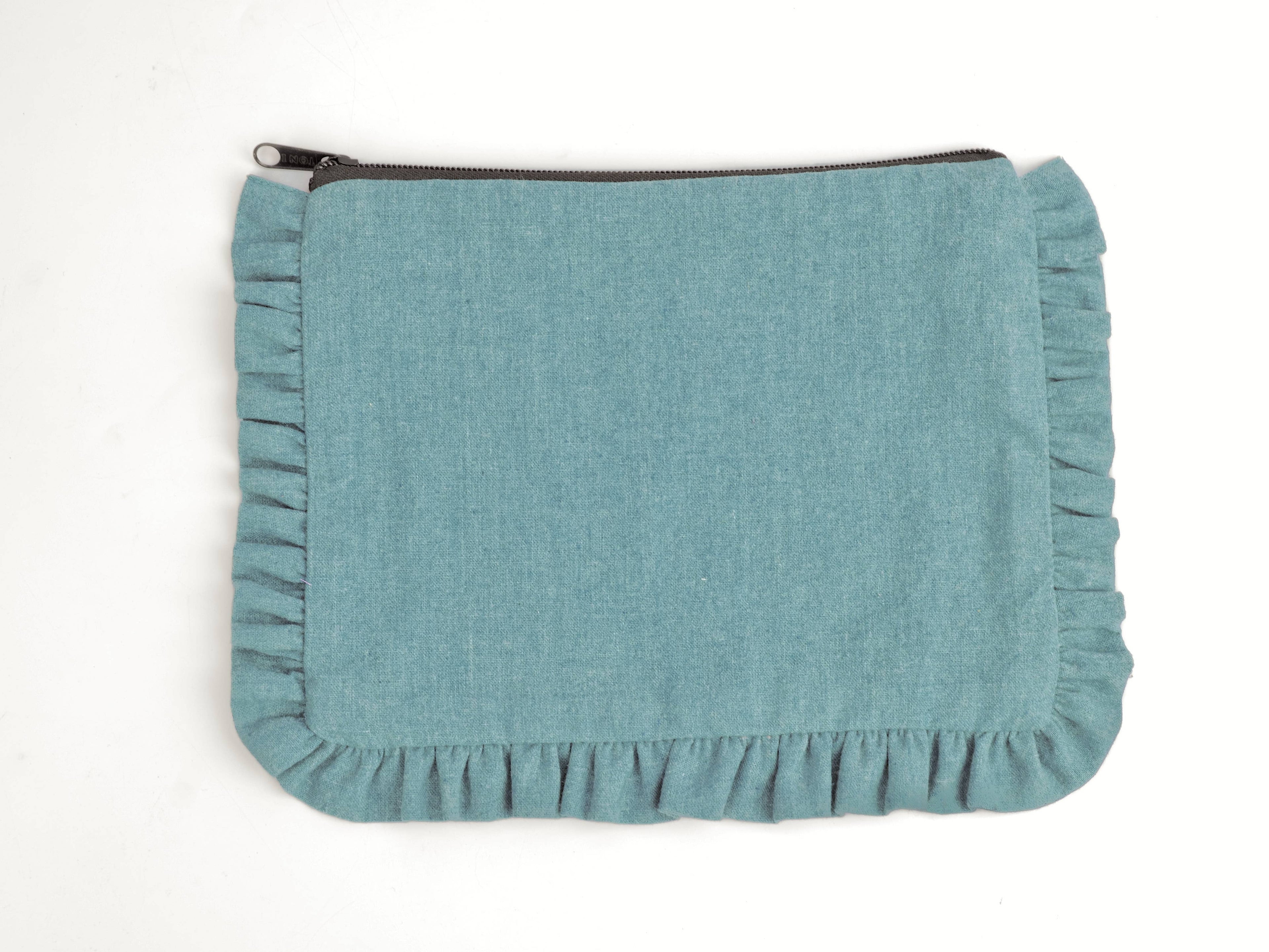 Canvas Ruffle Pouches | Canvas Travel Pouches | Zipper Pouch