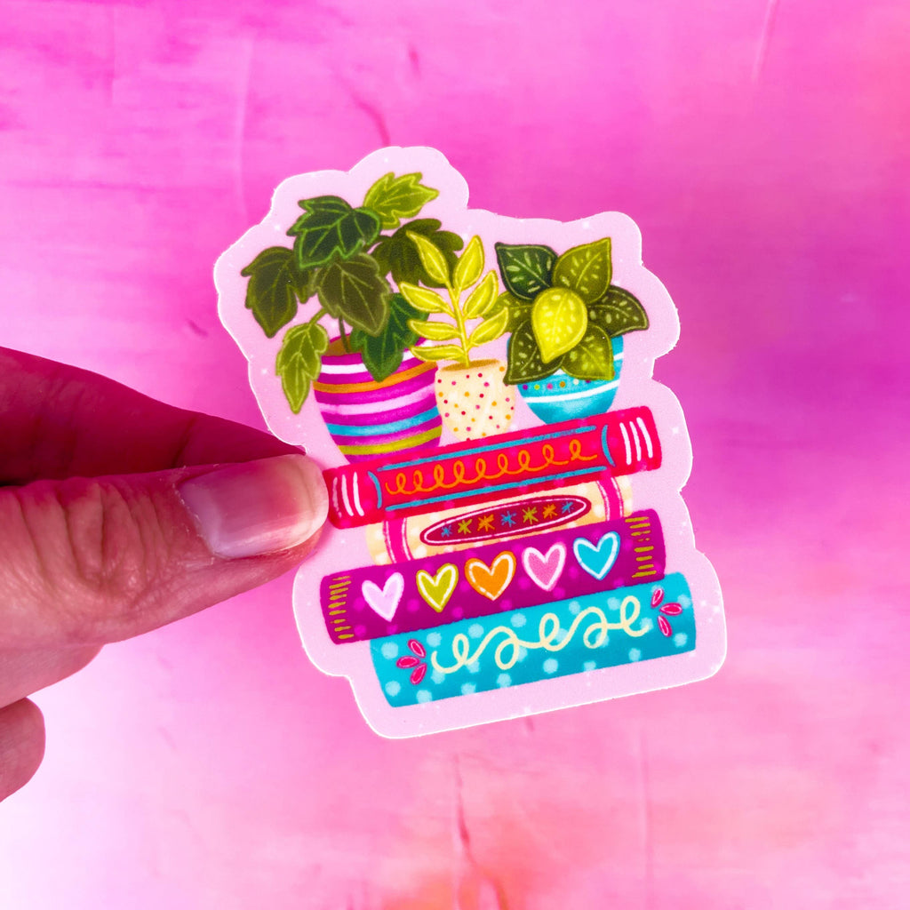 Plant Book Stack Vinyl Sticker