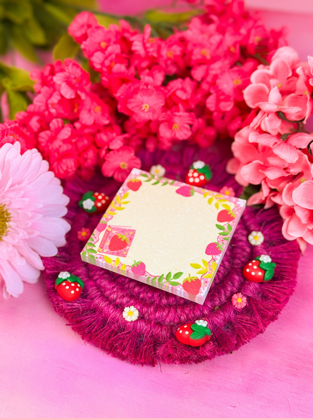 Strawberry Book Sticky Notes 3" x 3"