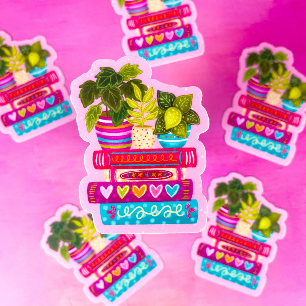 Plant Book Stack Vinyl Sticker
