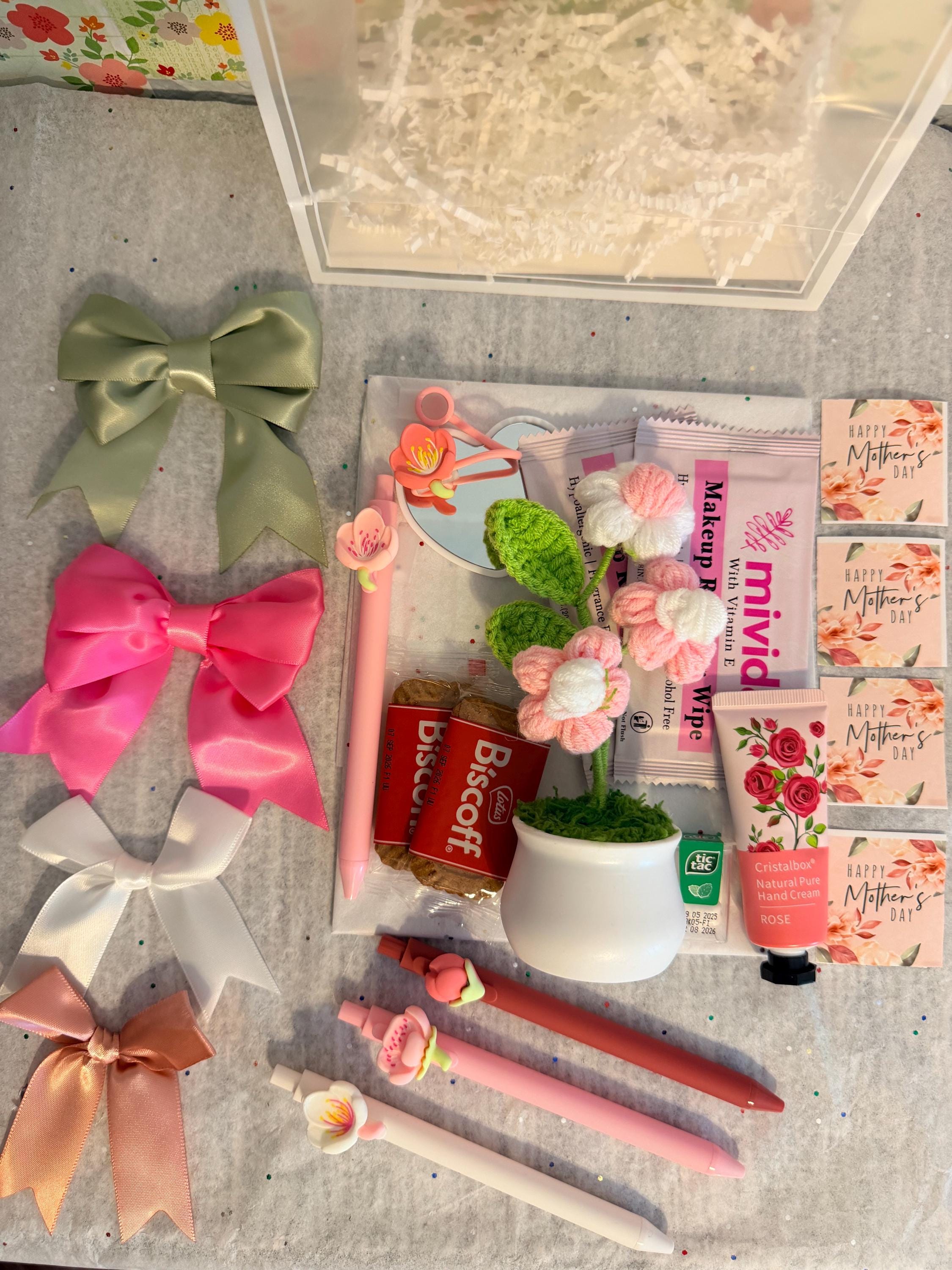 Crocheted Flower Gift Bag | Pink Self Care, Birthday, Thank You Gift for Friends