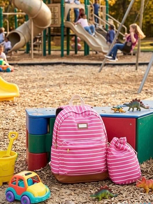 Madden Girl Pink Striped Backpack and Lunch Bag Set | Back to School Ready