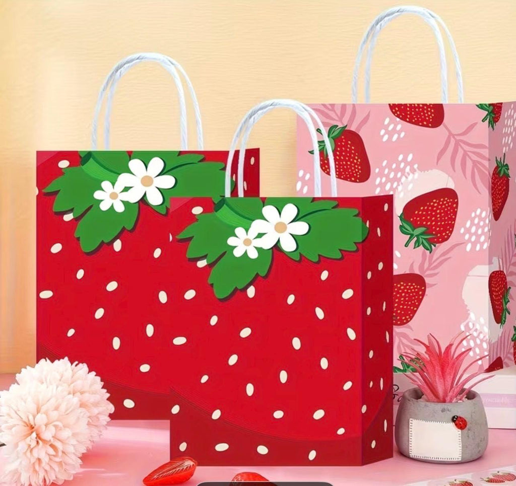 Strawberry Birthday Party Favor Bags | Berry Sweet Girls Goody Bags