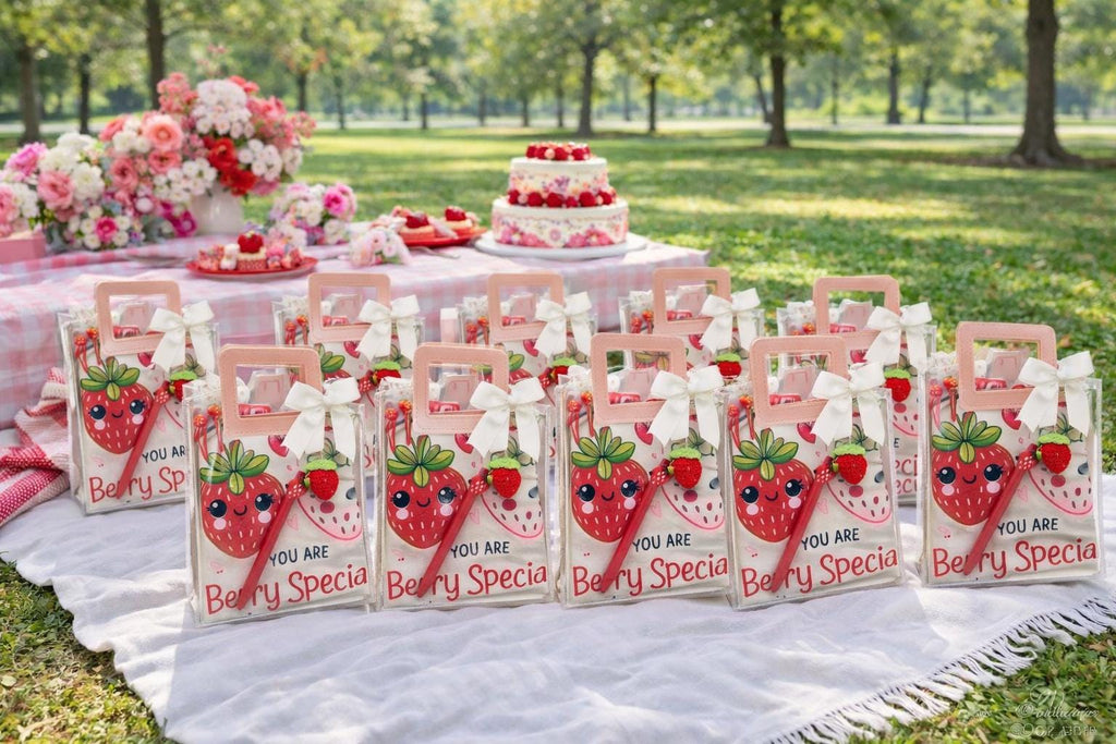 Strawberry Gift Bag Set | Berry Sweet Party Favors | Girls Birthday Party Gifts | Cute Strawberry Theme Bags | 80s Aesthetic Gift Set | Pink