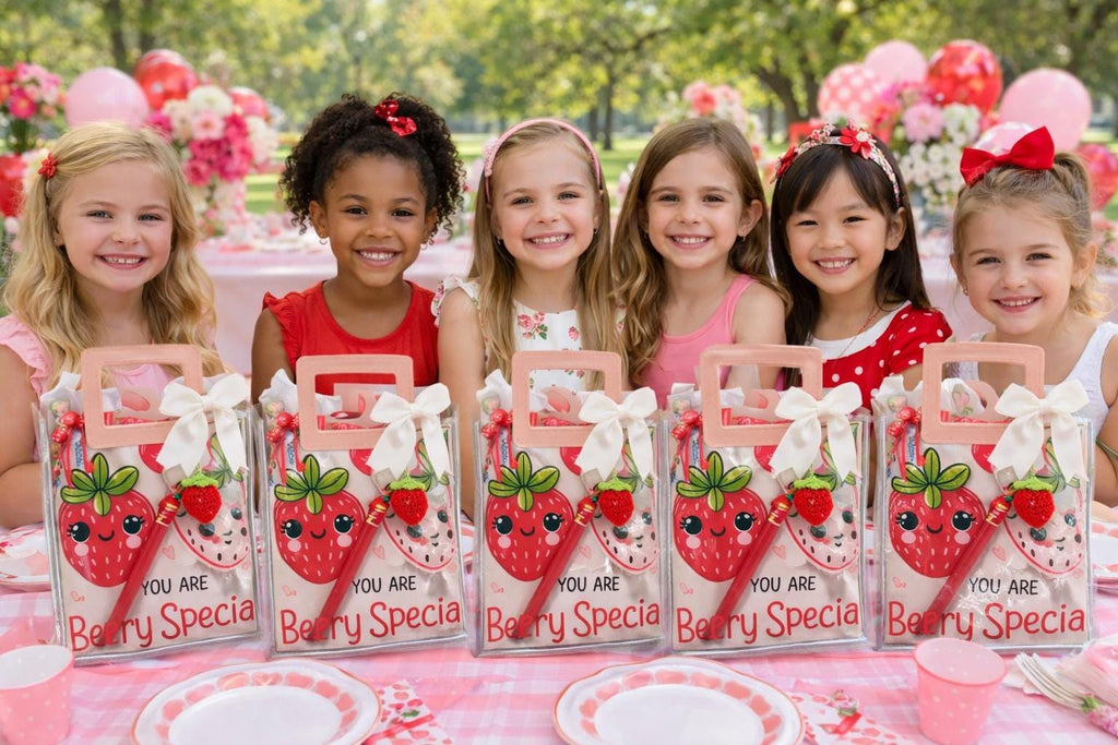 Strawberry Gift Bag Set | Berry Sweet Party Favors | Girls Birthday Party Gifts | Cute Strawberry Theme Bags | 80s Aesthetic Gift Set | Pink