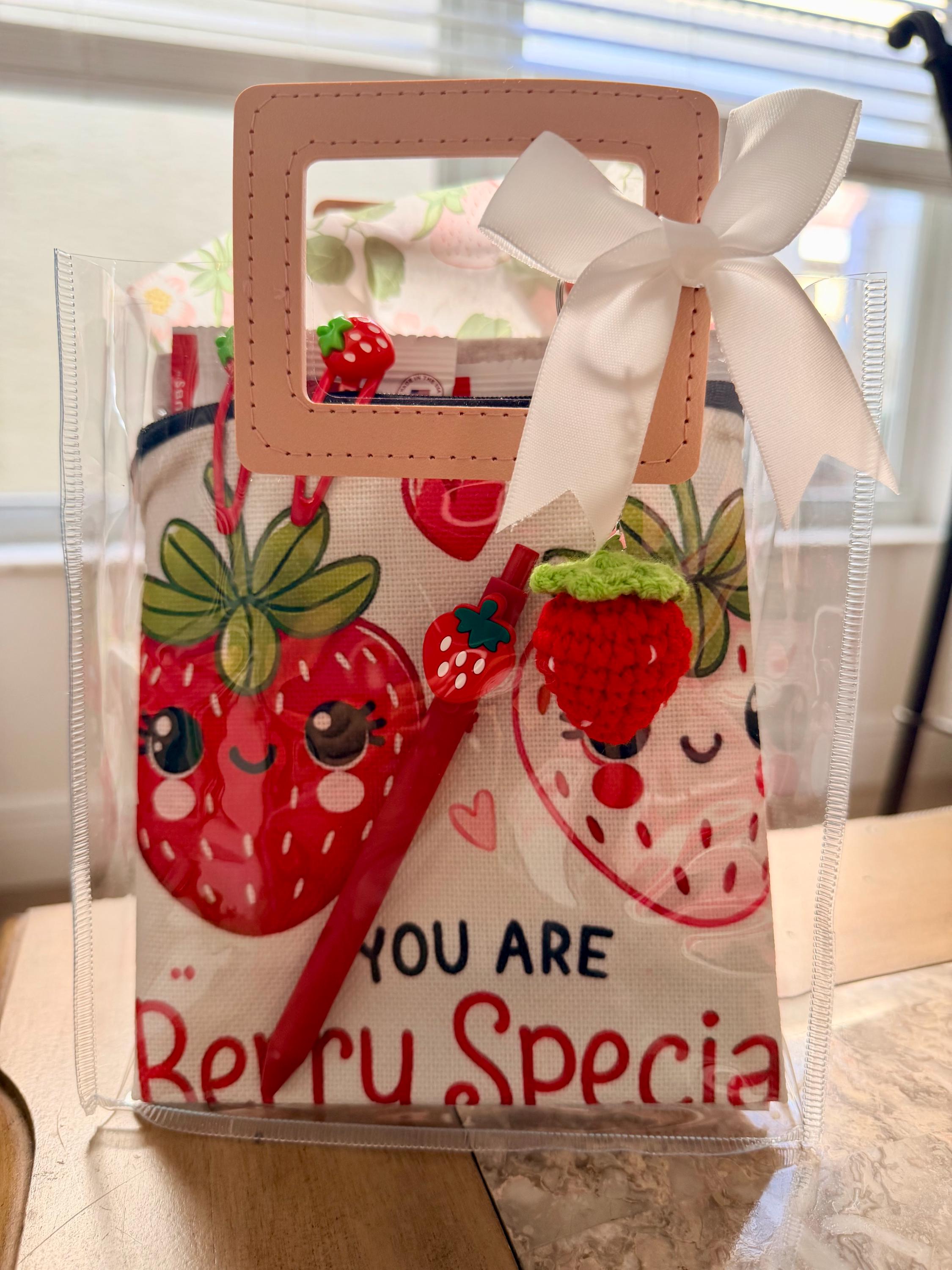 Strawberry Gift Bag Set | Berry Sweet Party Favors | Girls Birthday Party Gifts | Cute Strawberry Theme Bags | 80s Aesthetic Gift Set | Pink