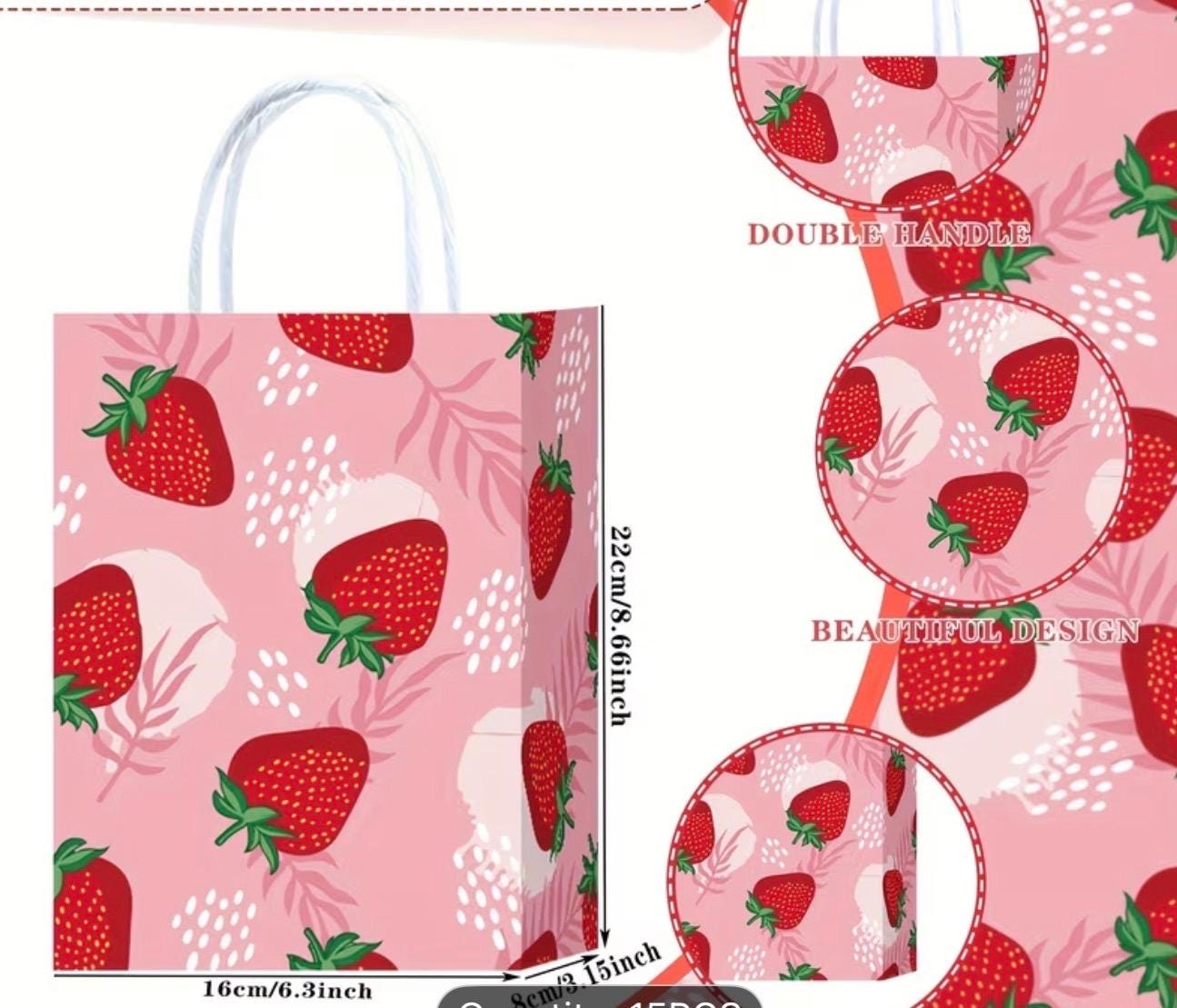 Strawberry Gift Bag Set | Berry Sweet Party Favors | Girls Birthday Party Gifts | Cute Strawberry Theme Bags | 80s Aesthetic Gift Set | Pink