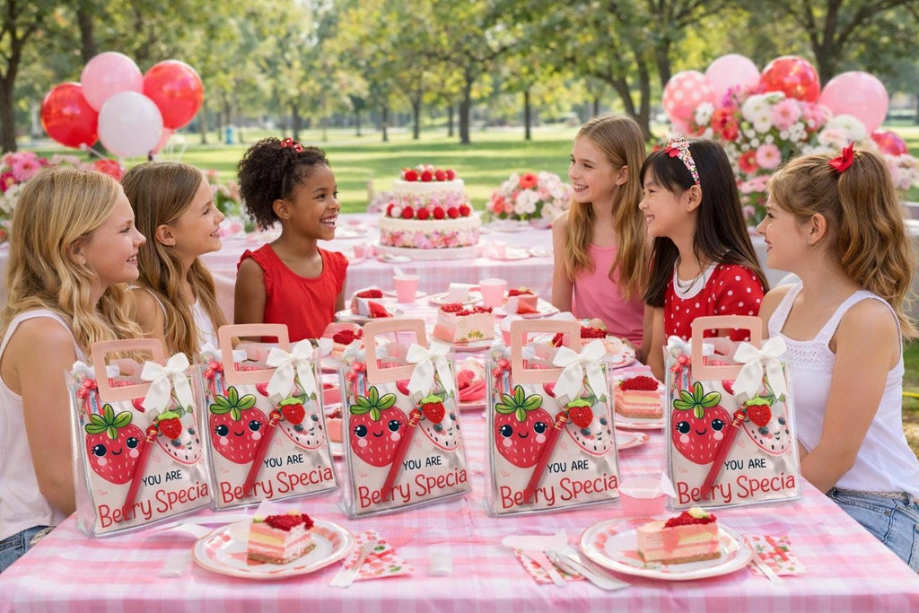 Strawberry Gift Bag Set | Berry Sweet Party Favors | Girls Birthday Party Gifts | Cute Strawberry Theme Bags | 80s Aesthetic Gift Set | Pink