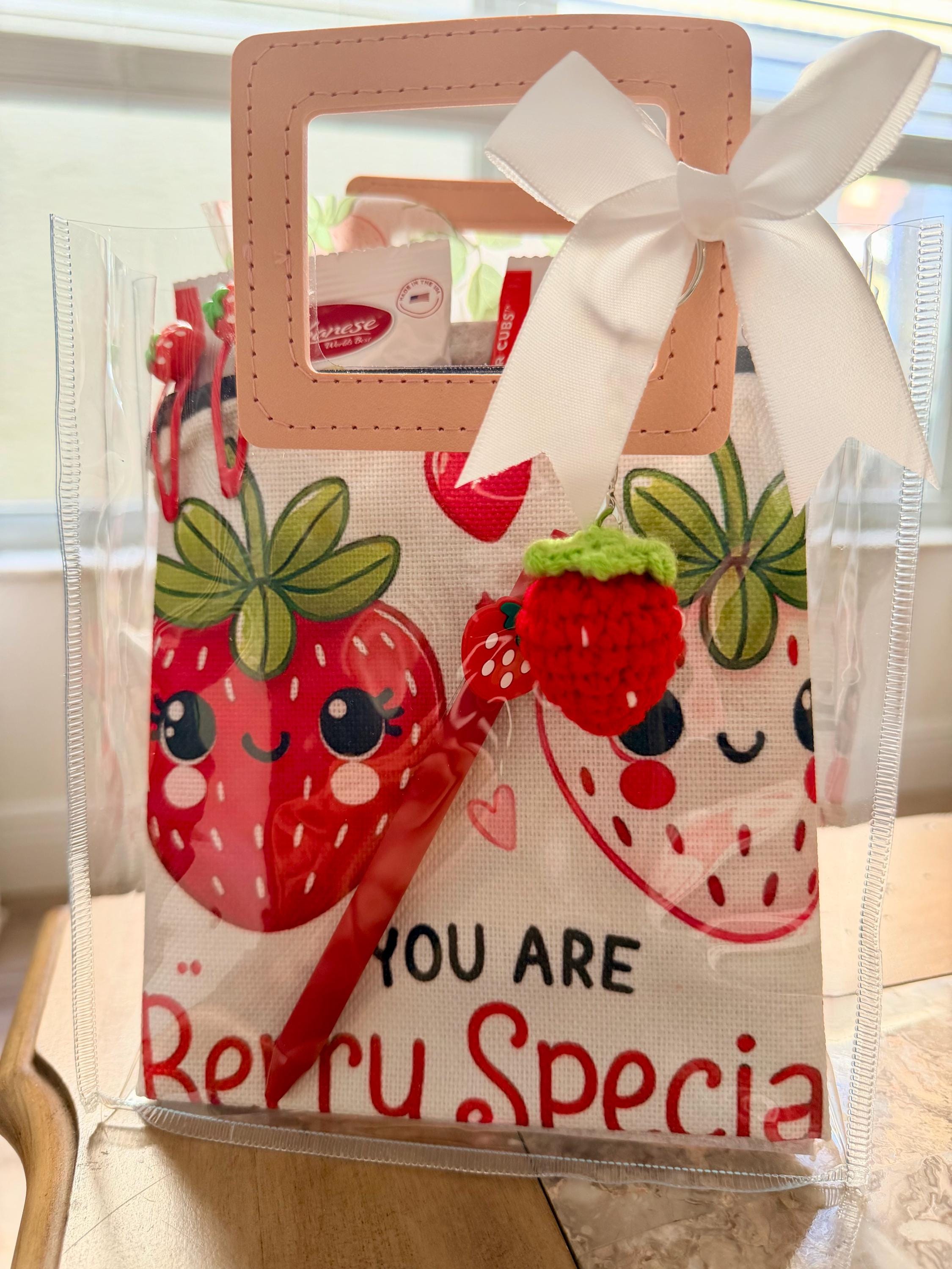 Strawberry Gift Bag Set | Berry Sweet Party Favors | Girls Birthday Party Gifts | Cute Strawberry Theme Bags | 80s Aesthetic Gift Set | Pink