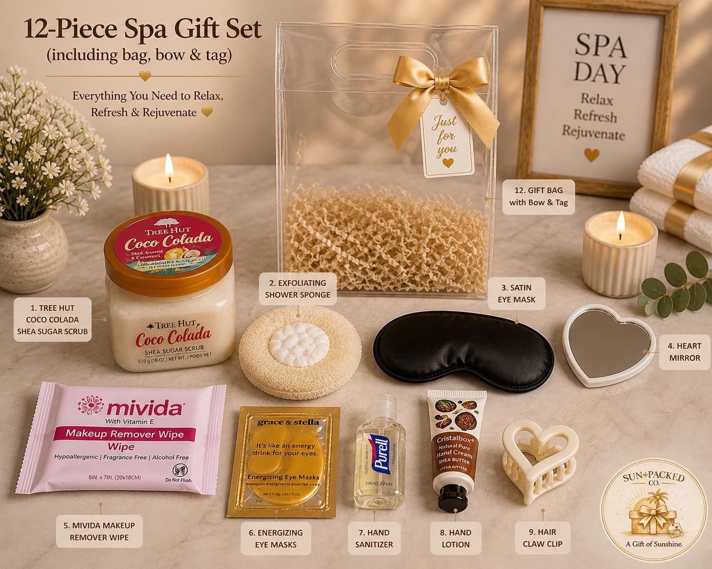 Spa Gift Bag for Women | Self Care Gift Set | Birthday Gift for Her | Retirement Gift for Women | College Graduation Gift |Luxury Relaxation
