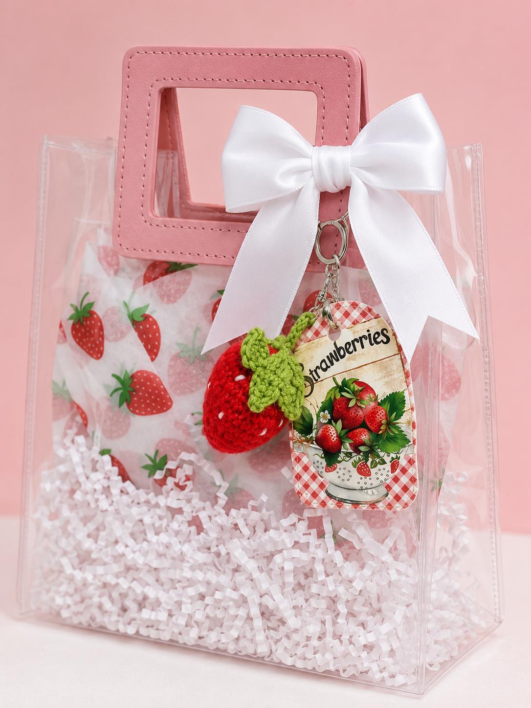 Strawberry Gift Bag for Friends | Teen Girls Birthday Surprise, Pouch & Keychain