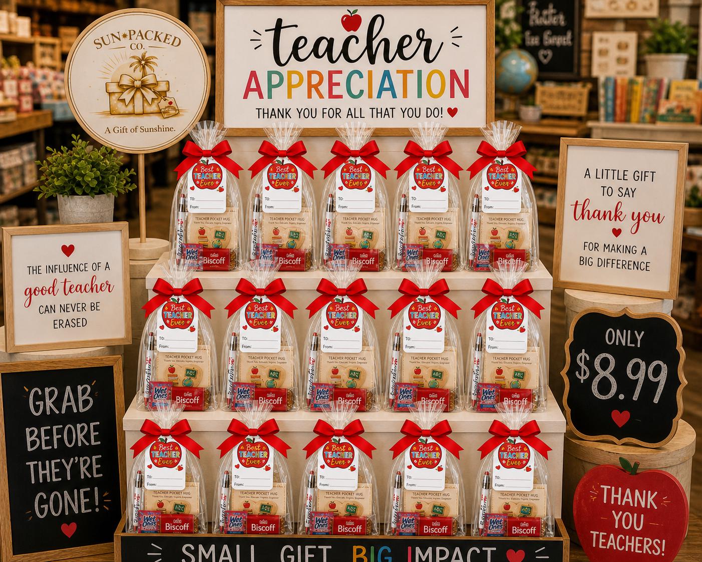 Bulk Mini Teacher Gift Bags | Back to School Staff Appreciation | PTO Teacher Gifts | Preschool Daycare Gifts | Faculty Welcome Gifts School